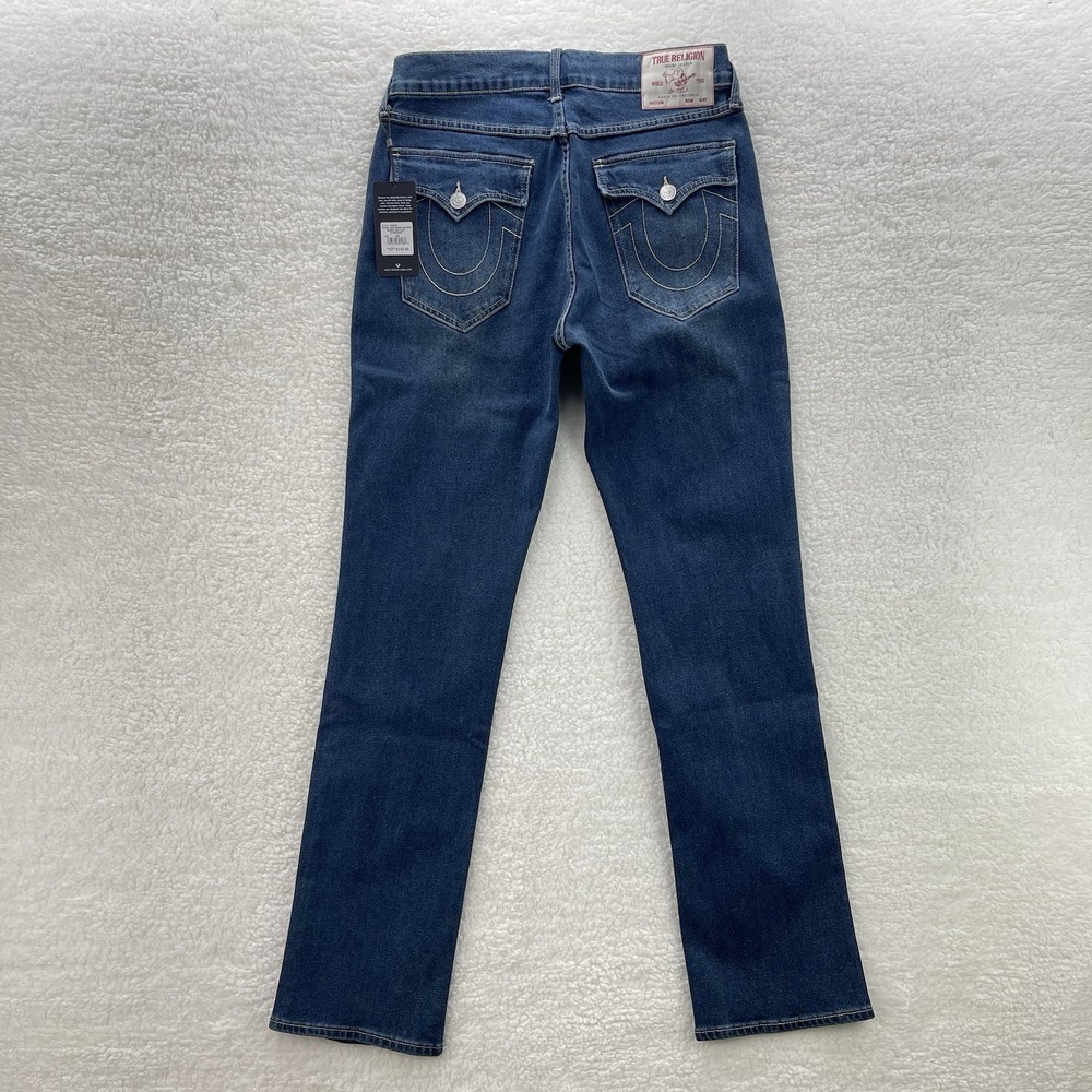 True Religion Jeans Mens 32 Blue Ricky Flap Pocket Dark Wash Relaxed Straight